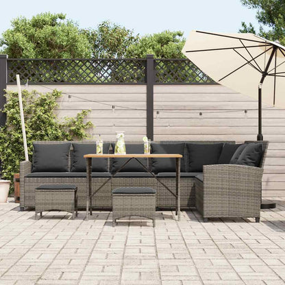 4-delt Havesofasæt med puder L-form grå polyrattan