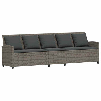 4-delt Havesofasæt med puder L-form grå polyrattan