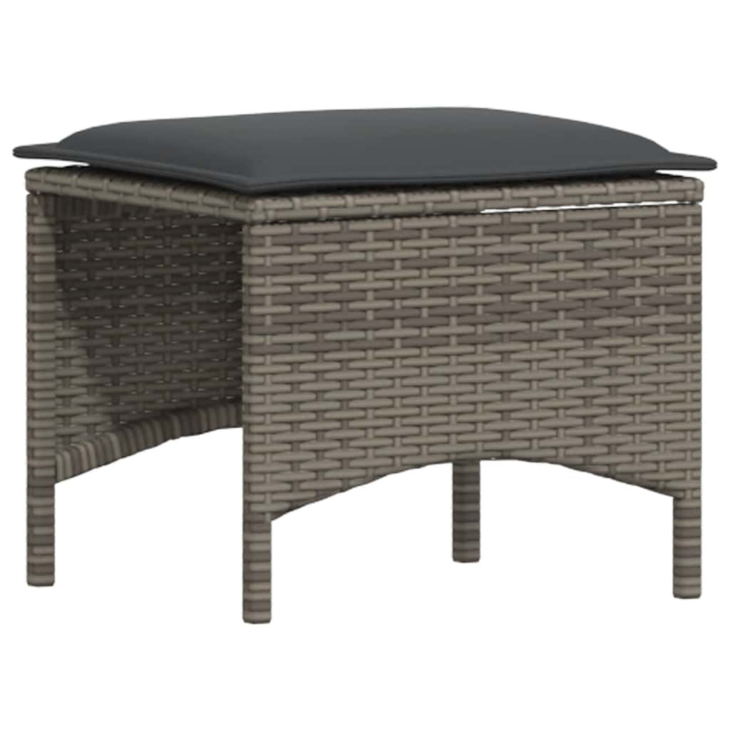 4-delt Havesofasæt med puder L-form grå polyrattan