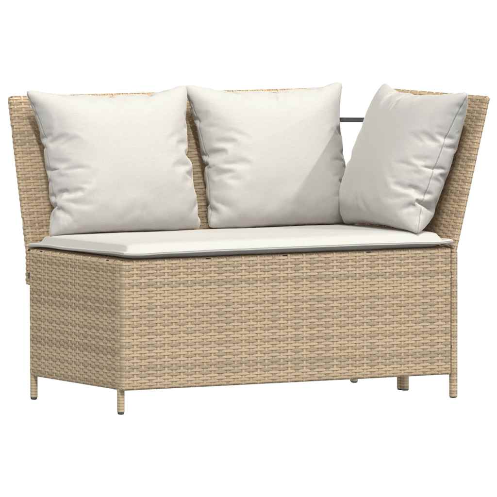 4-delt Havesofasæt med puder L-form beige polyrattan