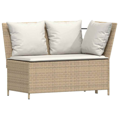 4-delt Havesofasæt med puder L-form beige polyrattan