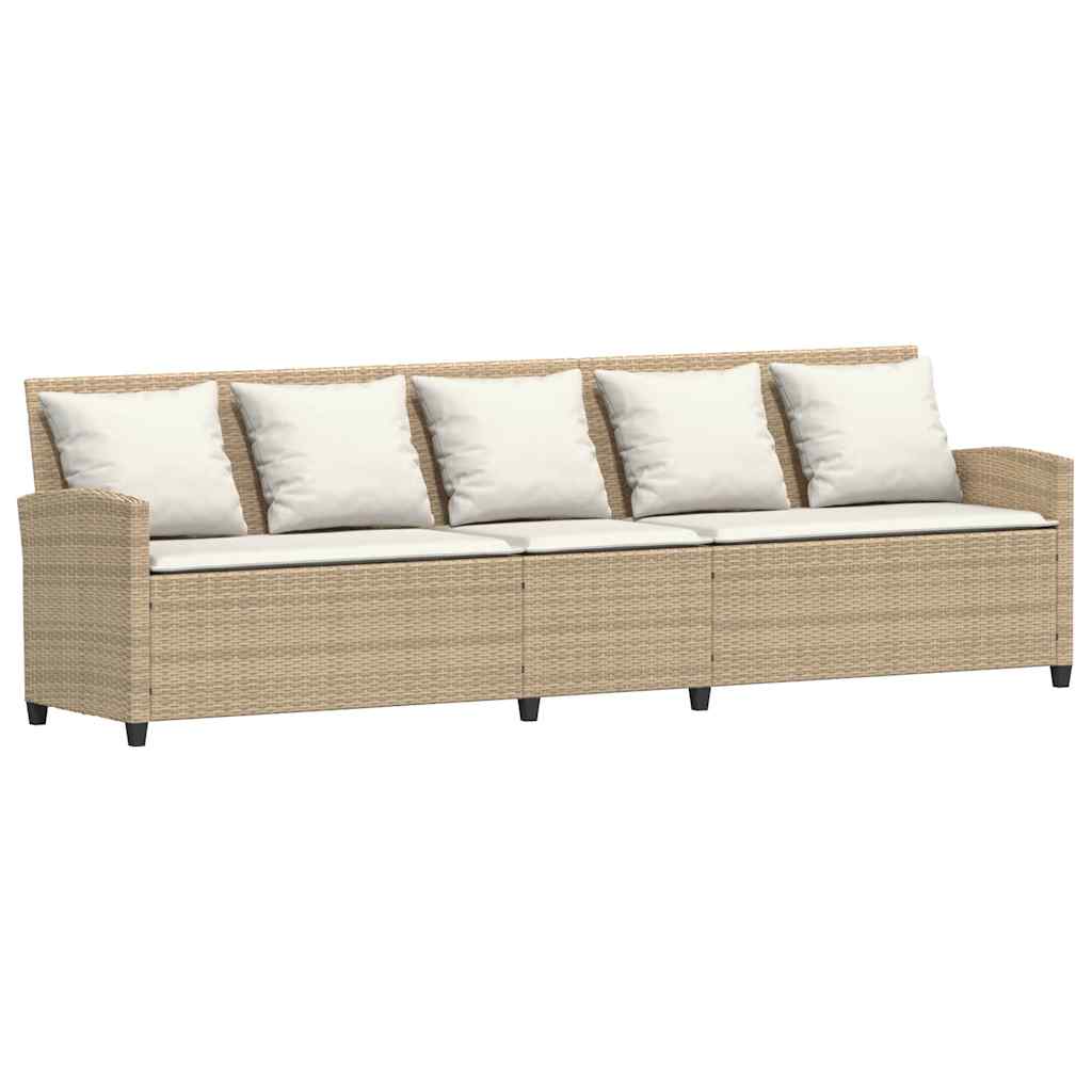4-delt Havesofasæt med puder L-form beige polyrattan