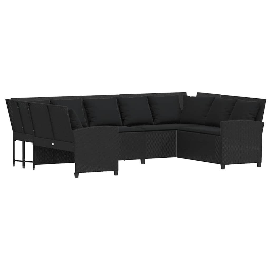 Gartensofa mit Kissen Schwarz Poly Rattan