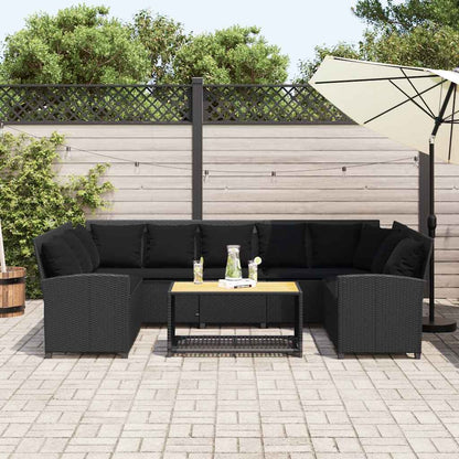 Gartensofa mit Kissen Schwarz Poly Rattan