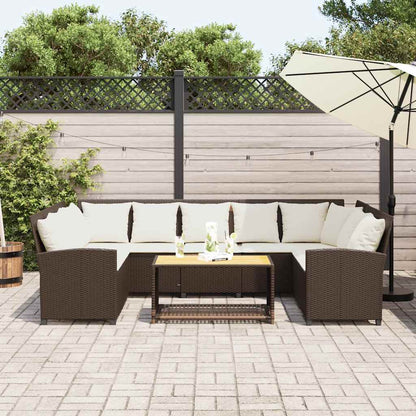 Gartensofa mit Kissen Braun Poly Rattan
