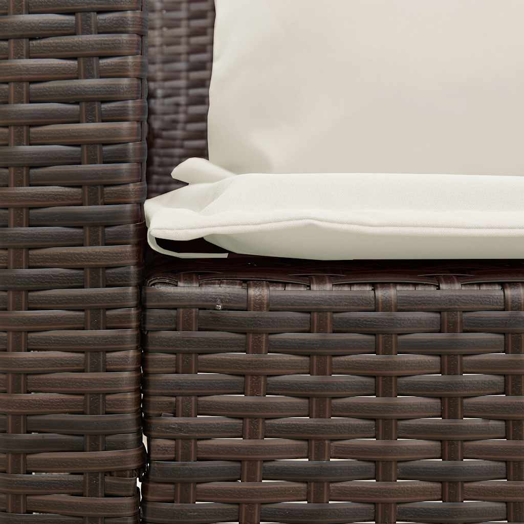 Gartensofa mit Kissen Braun Poly Rattan