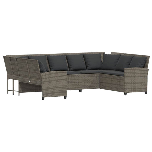 Gartensofa mit Kissen Grau Poly Rattan