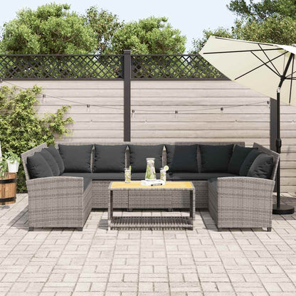 Gartensofa mit Kissen Grau Poly Rattan