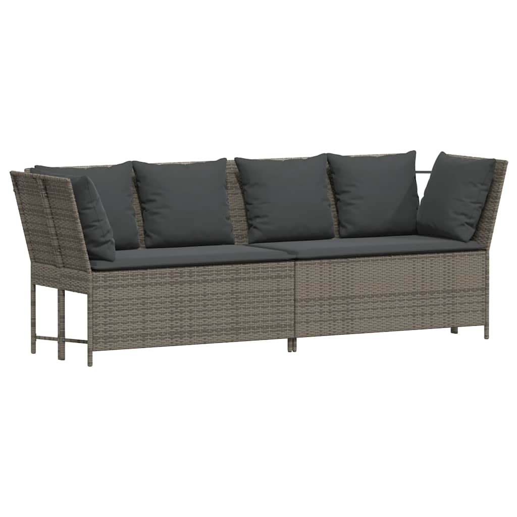 Gartensofa mit Kissen Grau Poly Rattan