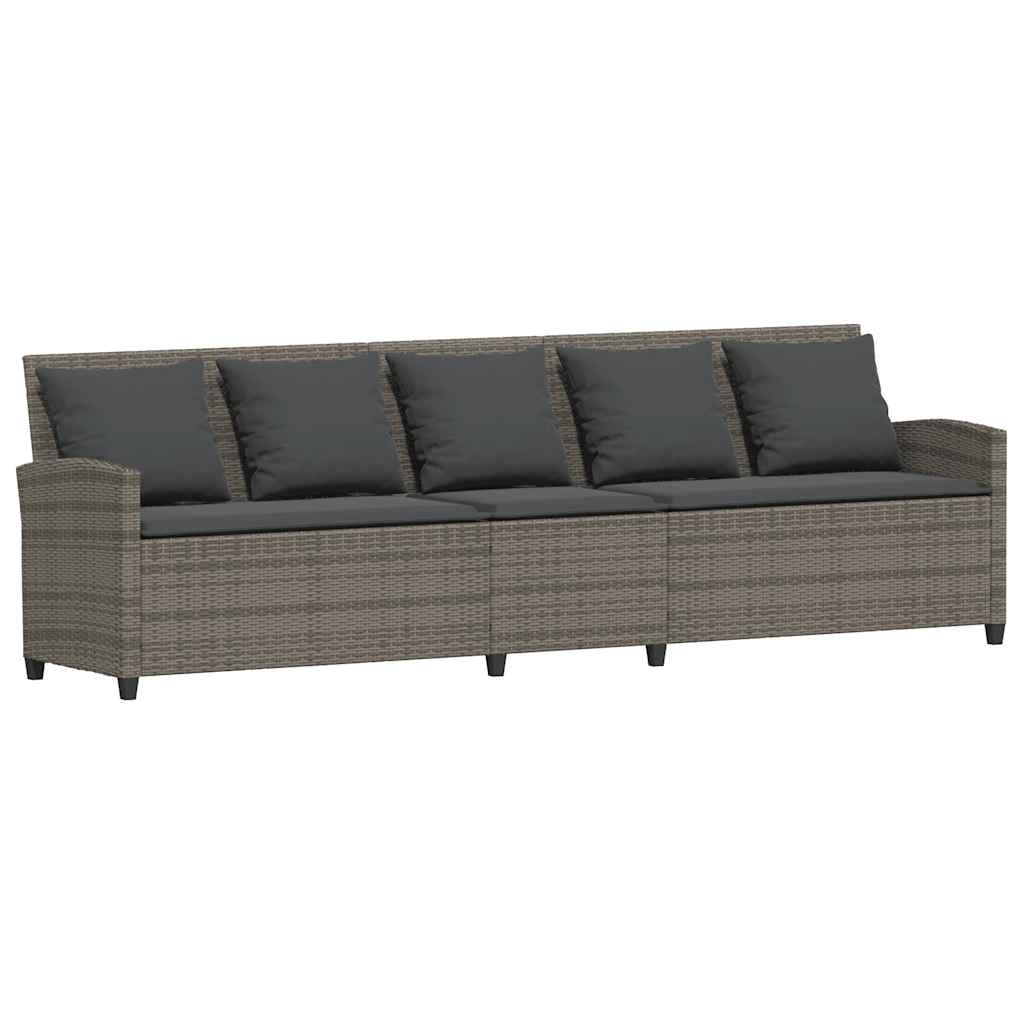 Gartensofa mit Kissen Grau Poly Rattan