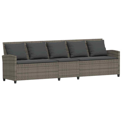 Gartensofa mit Kissen Grau Poly Rattan