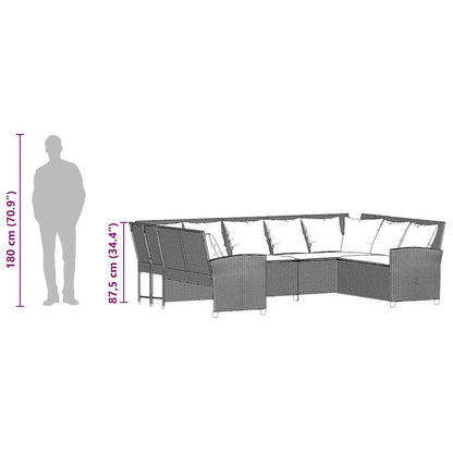 Gartensofa mit Kissen Grau Poly Rattan