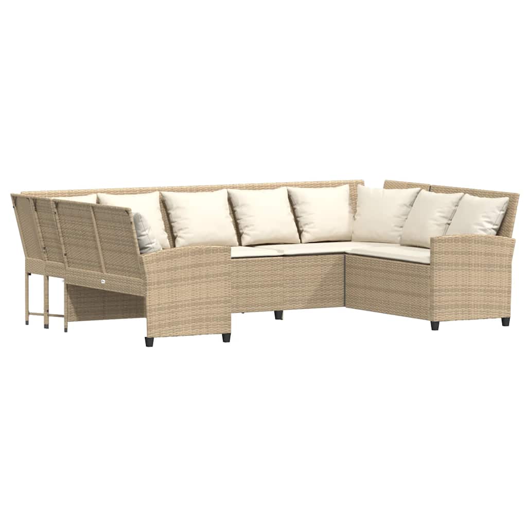 Gartensofa mit Kissen Beige Poly Rattan