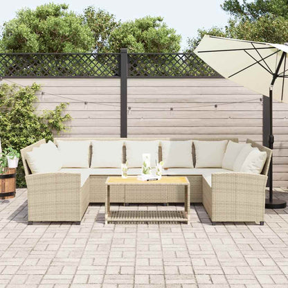 Gartensofa mit Kissen Beige Poly Rattan