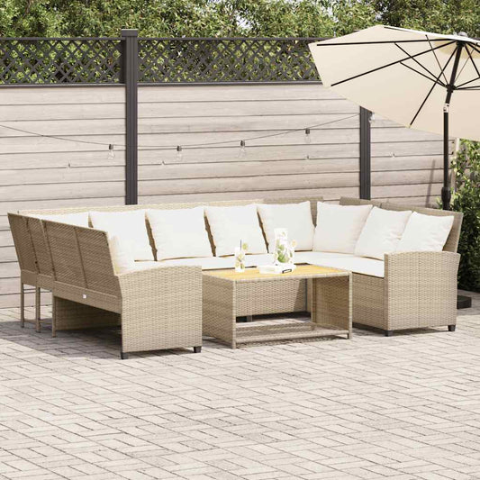Gartensofa mit Kissen Beige Poly Rattan