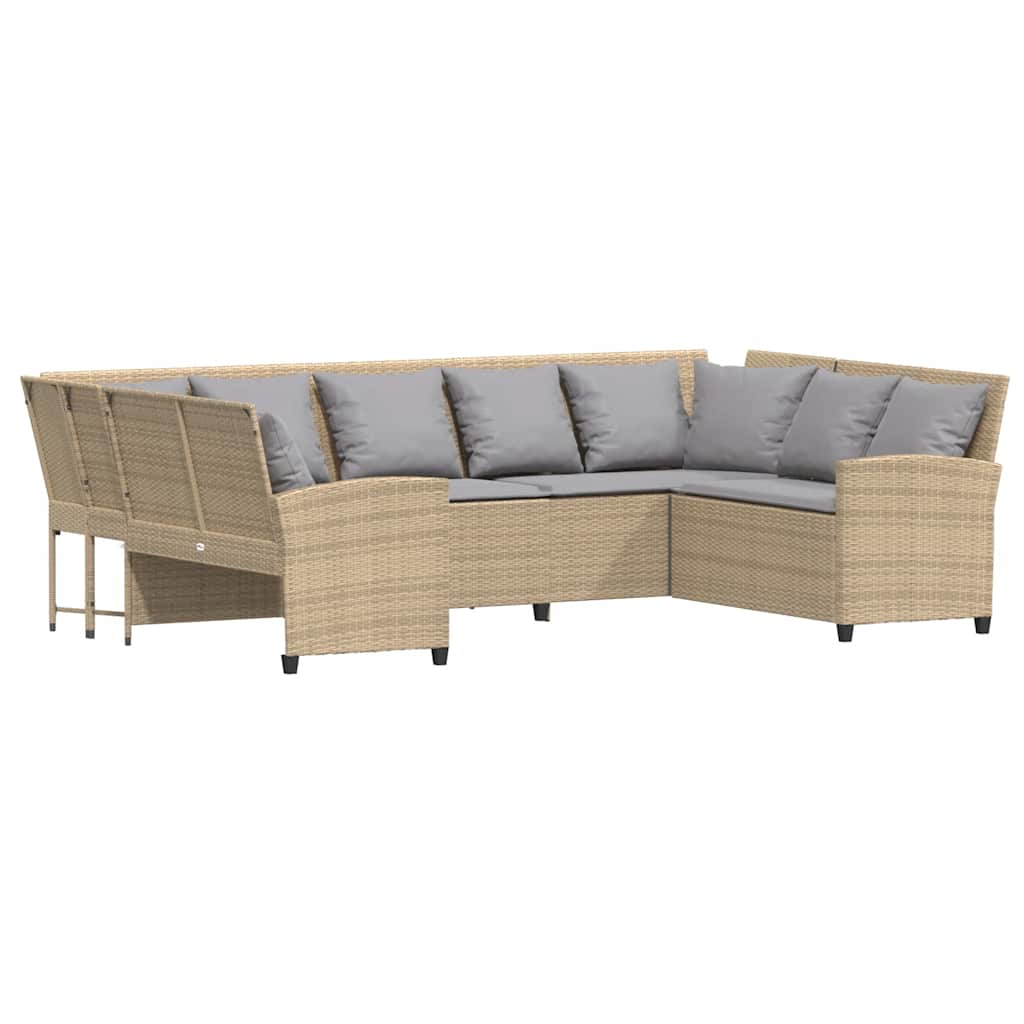 Havesofa med puder Beige polyrattan