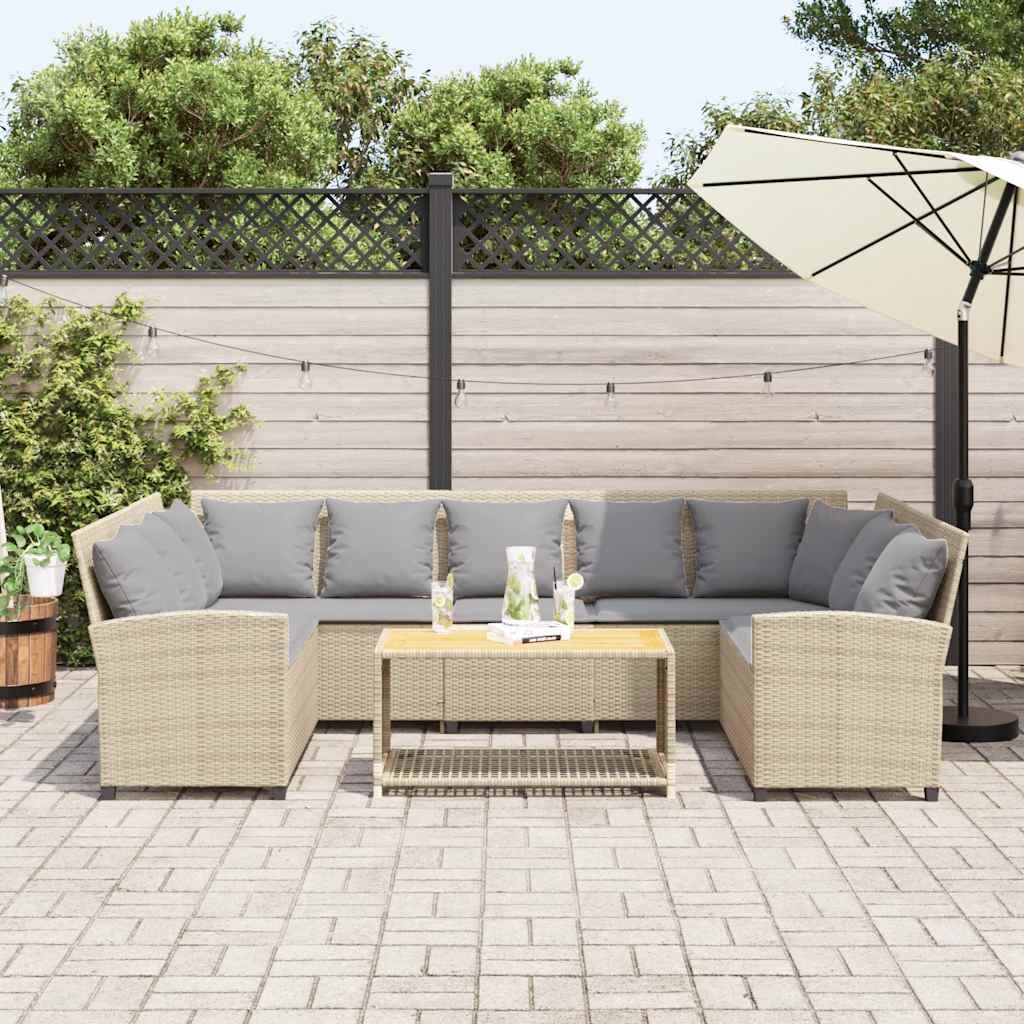 Havesofa med puder Beige polyrattan
