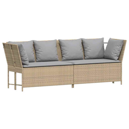 Havesofa med puder Beige polyrattan