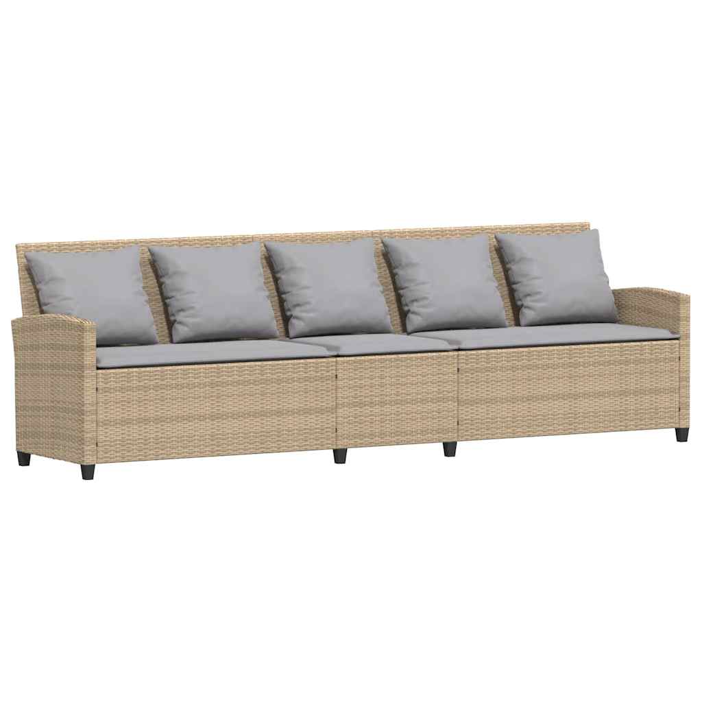 Havesofa med puder Beige polyrattan