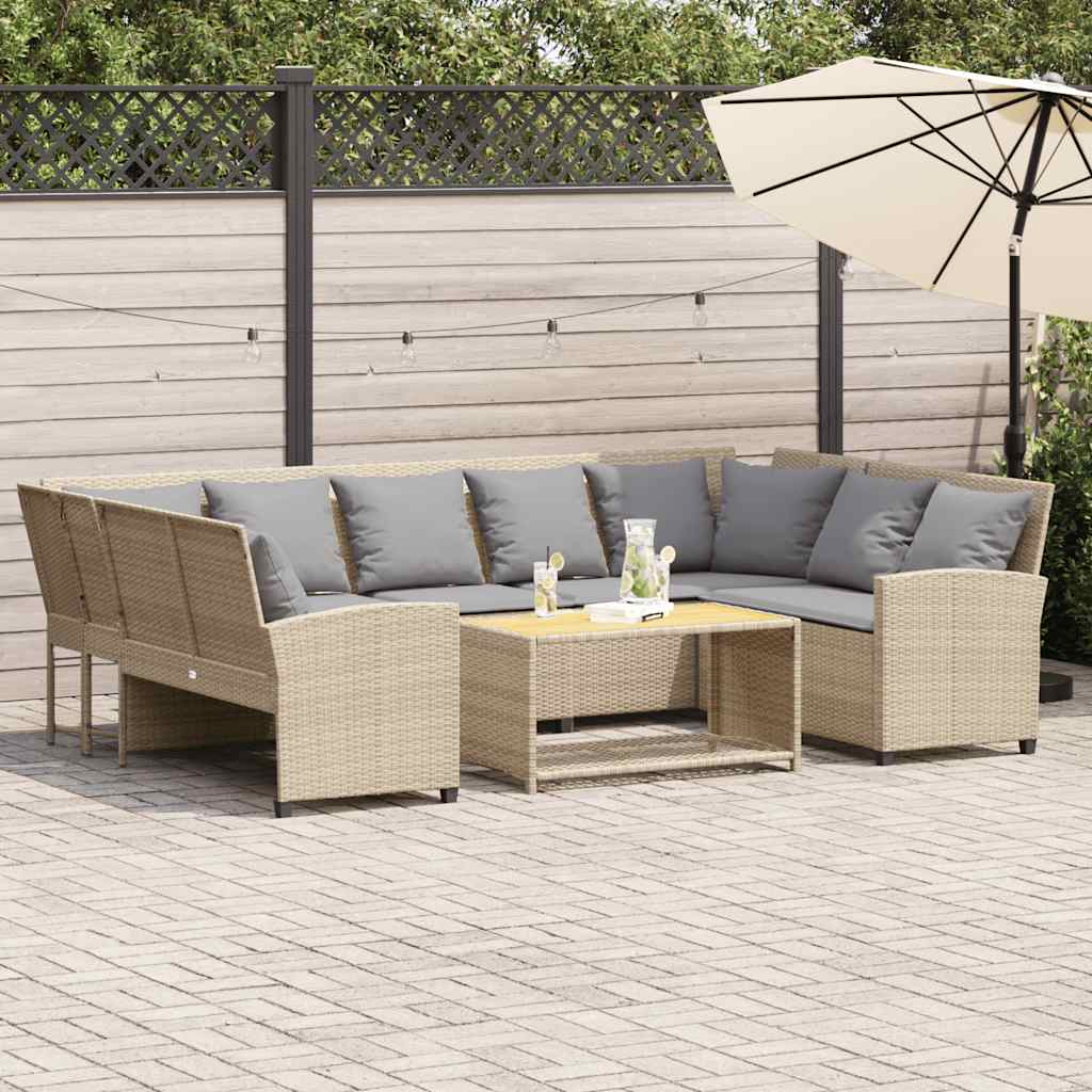 Havesofa med puder Beige polyrattan