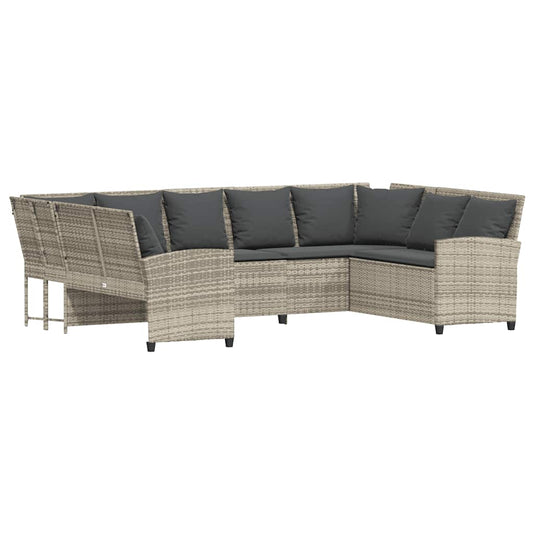 Havesofa med hynder Lysegrå polyrattan