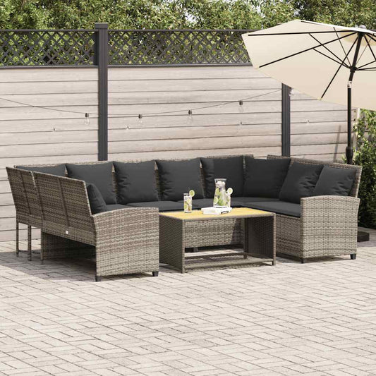 Havesofa med hynder Lysegrå polyrattan
