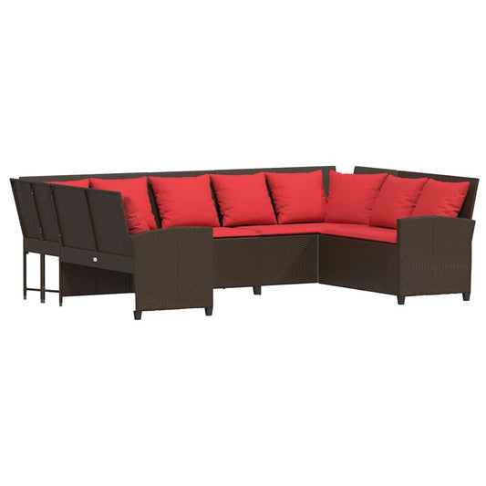 Havesofa med puder Brun polyrattan