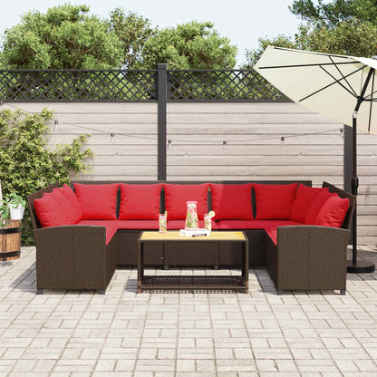 Havesofa med puder Brun polyrattan