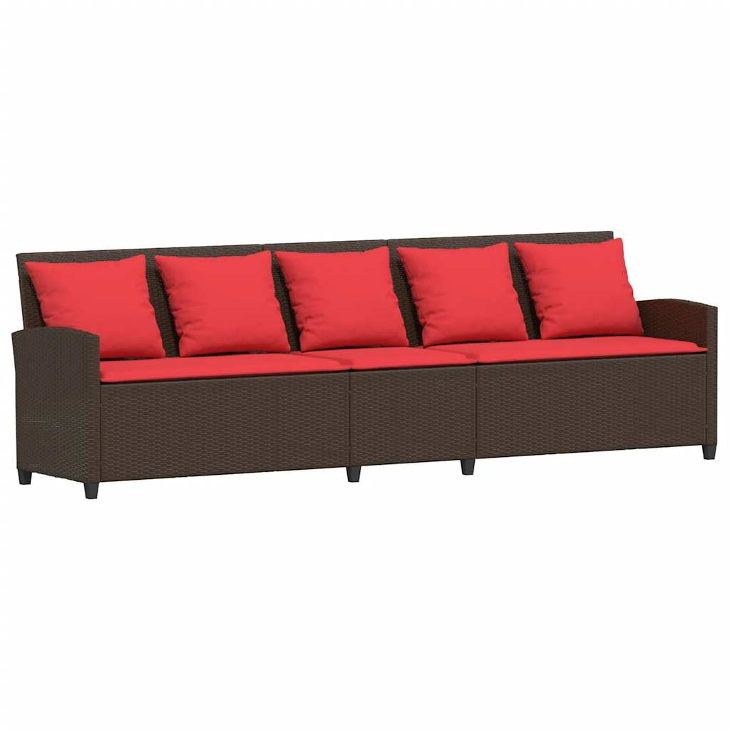 Havesofa med puder Brun polyrattan