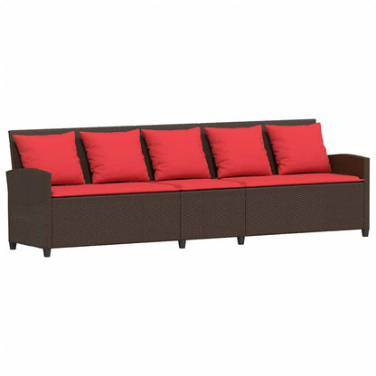 Havesofa med puder Brun polyrattan