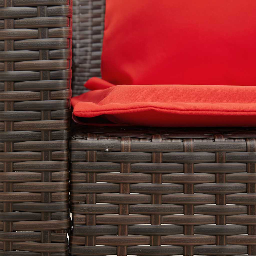 Havesofa med puder Brun polyrattan