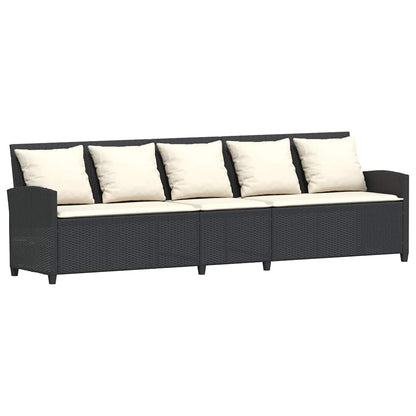 4-tlg. Garten-Sofagarnitur mit Kissen Schwarz Poly Rattan