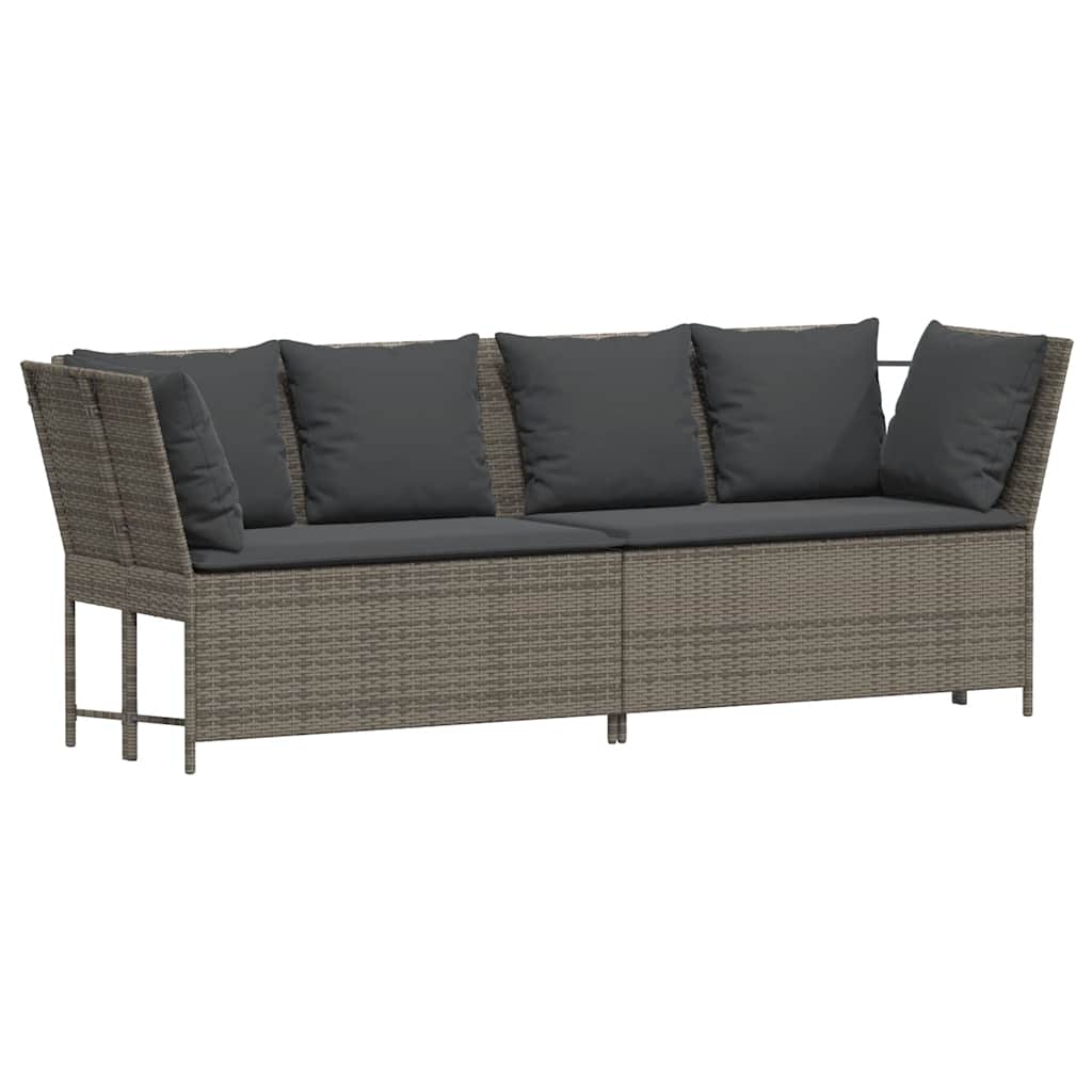 4-tlg. Garten-Sofagarnitur mit Kissen Grau Poly Rattan