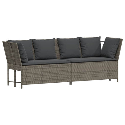 4-tlg. Garten-Sofagarnitur mit Kissen Grau Poly Rattan