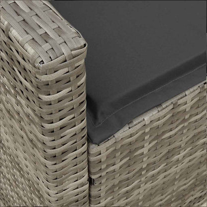 4-tlg. Garten-Sofagarnitur mit Kissen Grau Poly Rattan