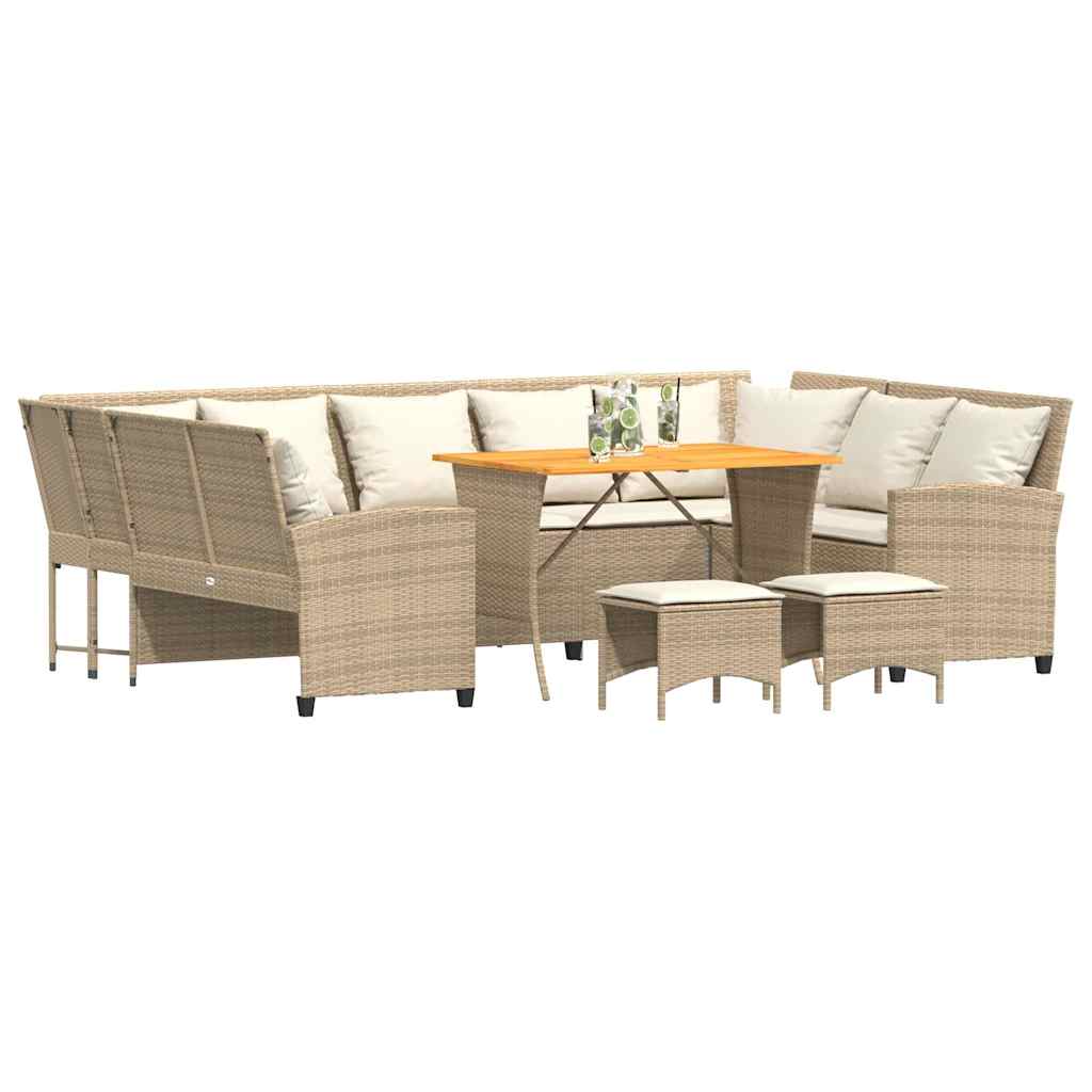 4-tlg. Garten-Sofagarnitur mit Kissen Beige Poly Rattan