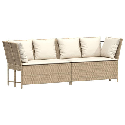 4-tlg. Garten-Sofagarnitur mit Kissen Beige Poly Rattan