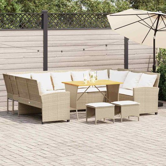 4-tlg. Garten-Sofagarnitur mit Kissen Beige Poly Rattan