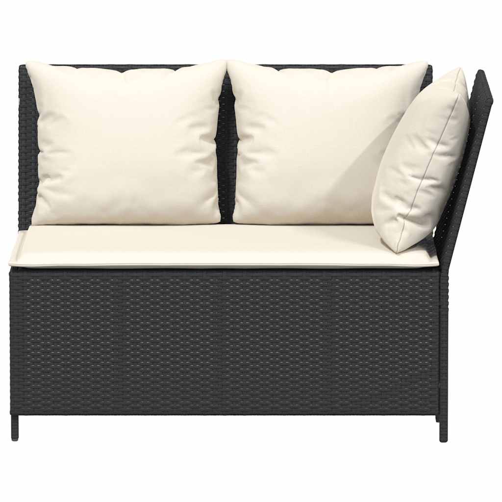 3-delt Havesofasæt med puder Sort polyrattan