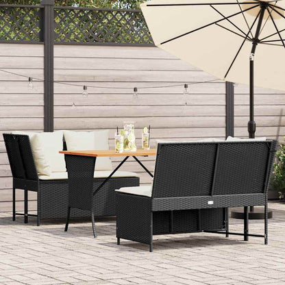 3-delt Havesofasæt med puder Sort polyrattan