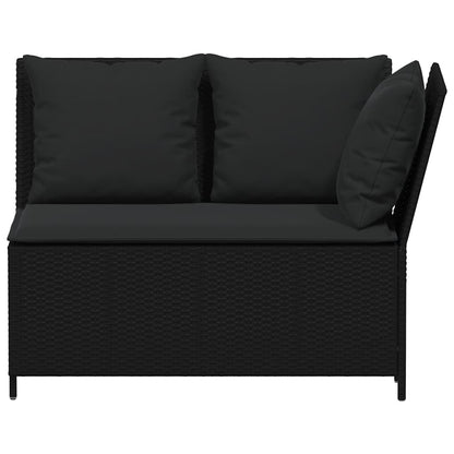 3-tlg. Garten-Sofagarnitur mit Kissen Schwarz Poly Rattan