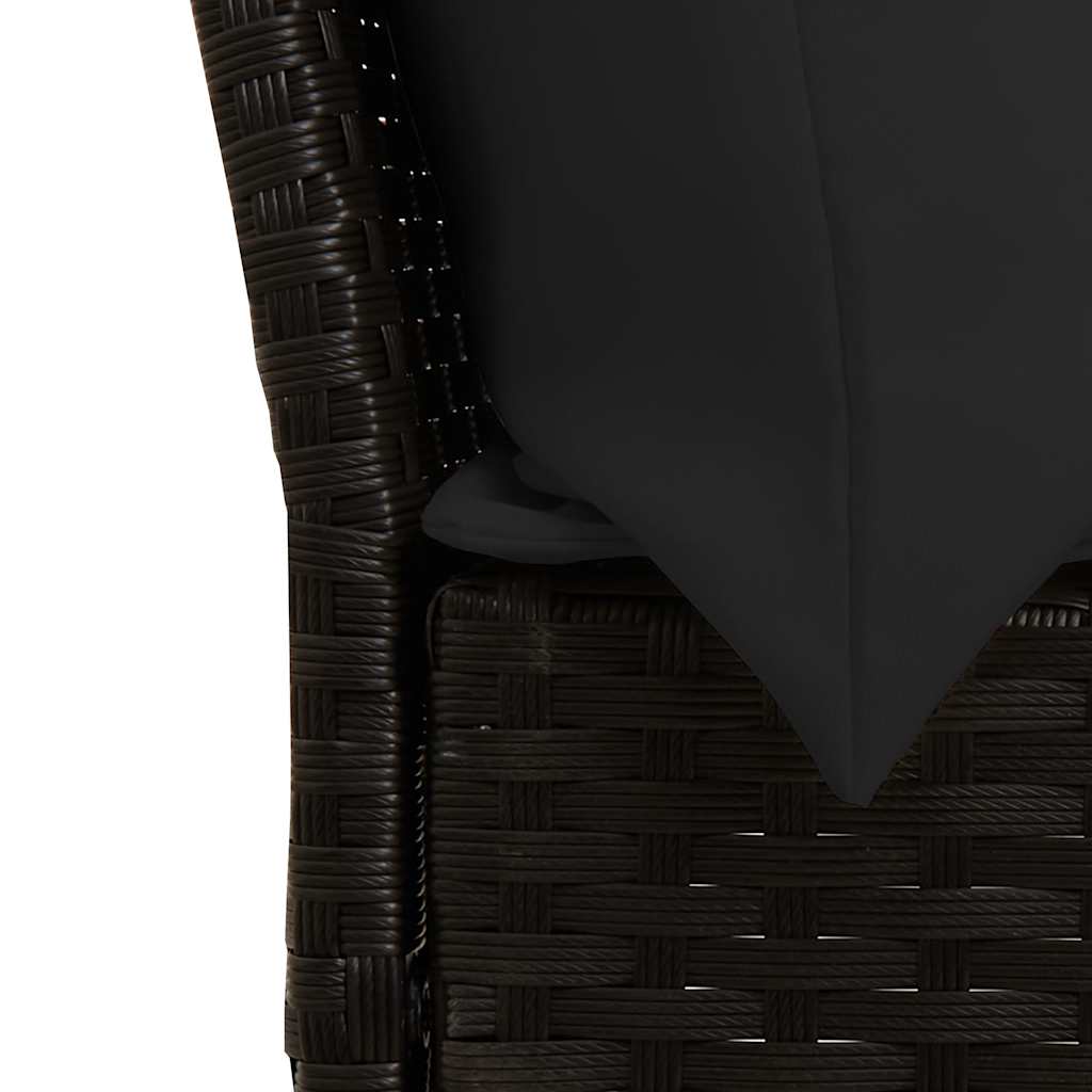3-tlg. Garten-Sofagarnitur mit Kissen Schwarz Poly Rattan
