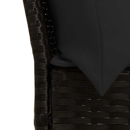 3-tlg. Garten-Sofagarnitur mit Kissen Schwarz Poly Rattan