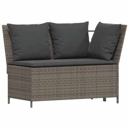 3-tlg. Garten-Sofagarnitur mit Kissen Grau Poly Rattan