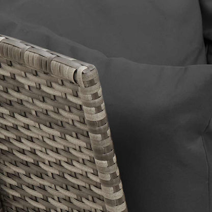 3-tlg. Garten-Sofagarnitur mit Kissen Grau Poly Rattan