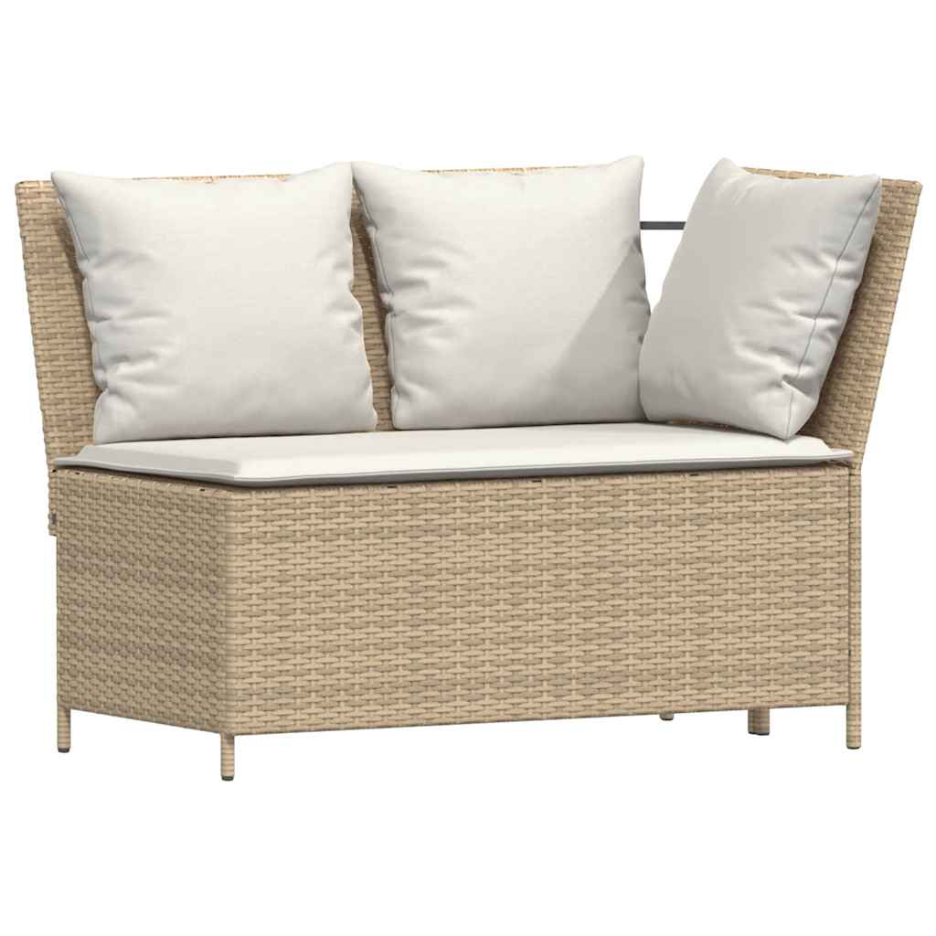 3-tlg. Garten-Sofagarnitur mit Kissen Beige Poly Rattan