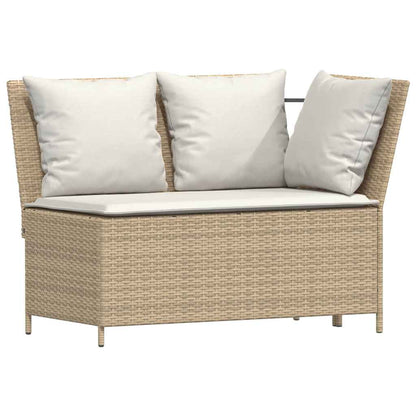 3-tlg. Garten-Sofagarnitur mit Kissen Beige Poly Rattan