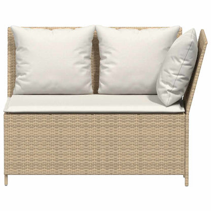 3-tlg. Garten-Sofagarnitur mit Kissen Beige Poly Rattan