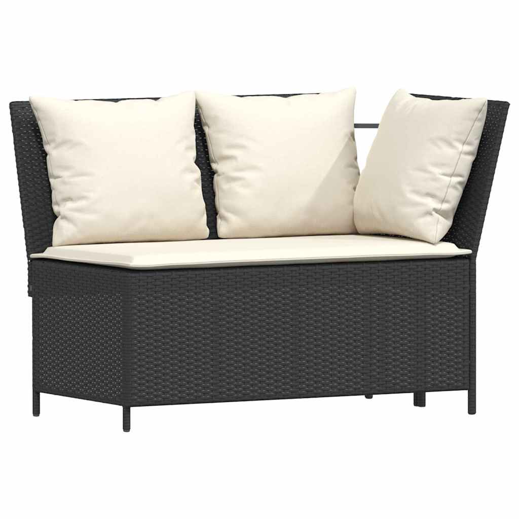 5-delt sæt Havesofasæt med puder Sort polyrattan