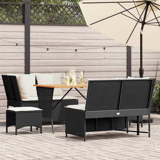 5-delt sæt Havesofasæt med puder Sort polyrattan